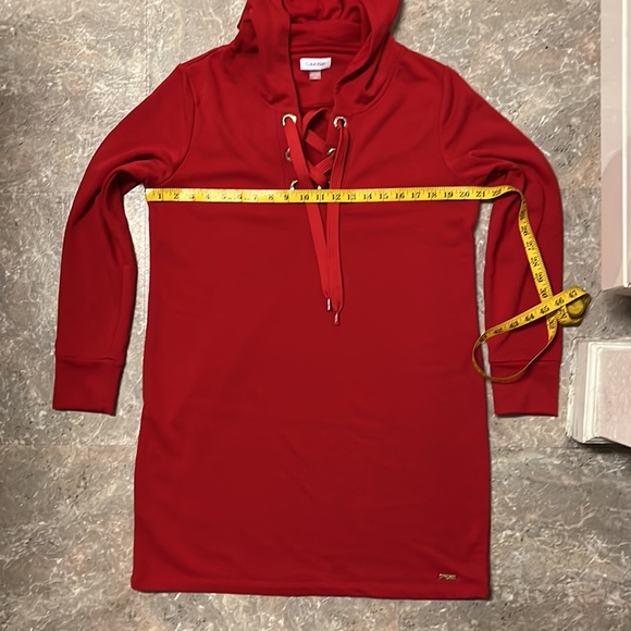 CALVIN KLEIN Red Pullover Hoodie Tunic Size Large - Picture 7 of 16